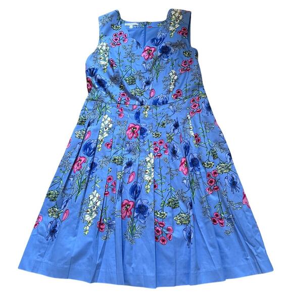 RSVP By Talbots Fit & Flare Blue Floral Cottagecore Dress w/ Scallop Neck Line - Picture 3 of 11